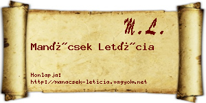 Manácsek Letícia névjegykártya